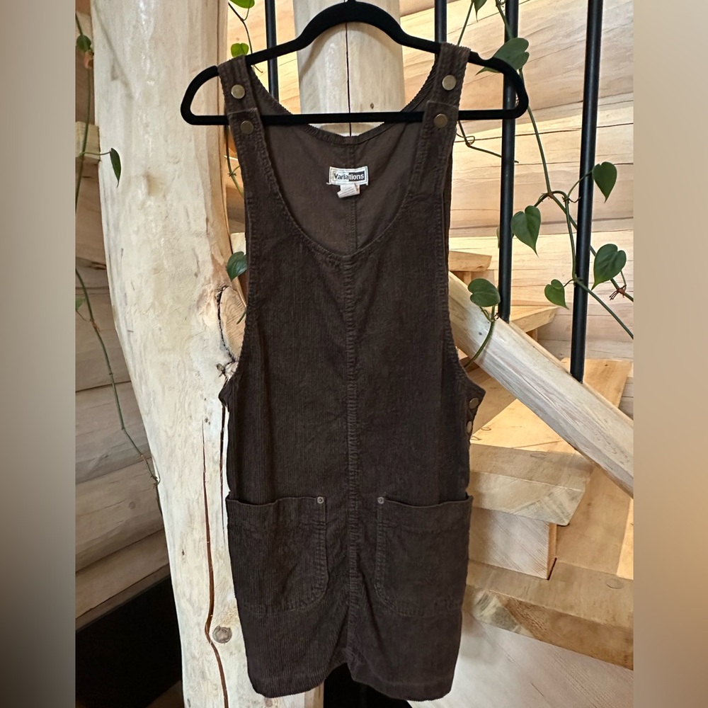Woolrich Brown Corduroy Mini Overall Dress
